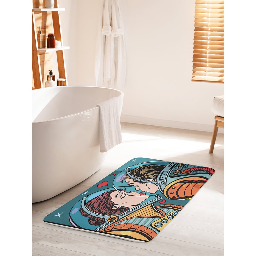 Изображение товара Коврик для ванной комнаты и туалета противоскользящий JOYARTY "Космическая влюбленность" 60х100 см bath_16468_60x100