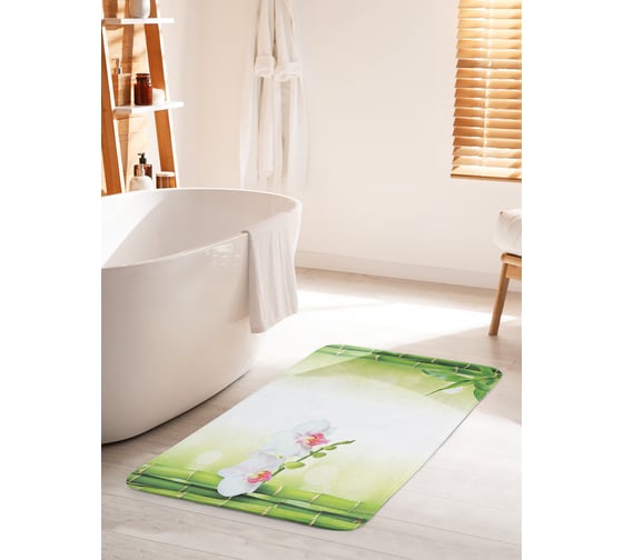 Изображение товара Коврик для ванной комнаты и туалета противоскользящий JOYARTY "Орхидея и бамбук" 60х100 см bath_16372_60x100