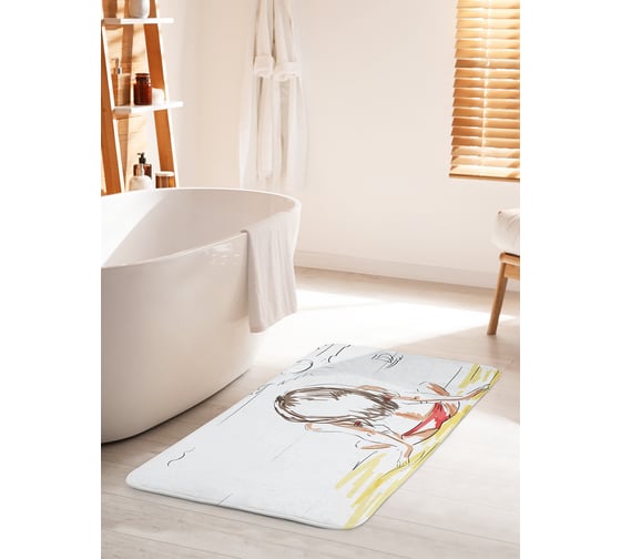 Изображение товара Коврик для ванной комнаты и туалета противоскользящий JOYARTY "Девушка на пляже" 60х100 см bath_19480_60x100