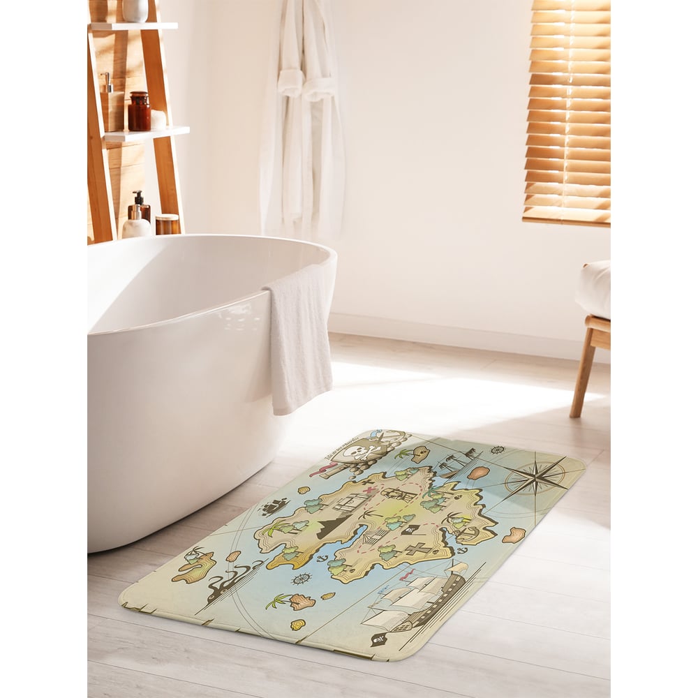 Изображение товара Коврик для ванной комнаты противоскользящий JOYARTY 60х100 см пиратские сокровища