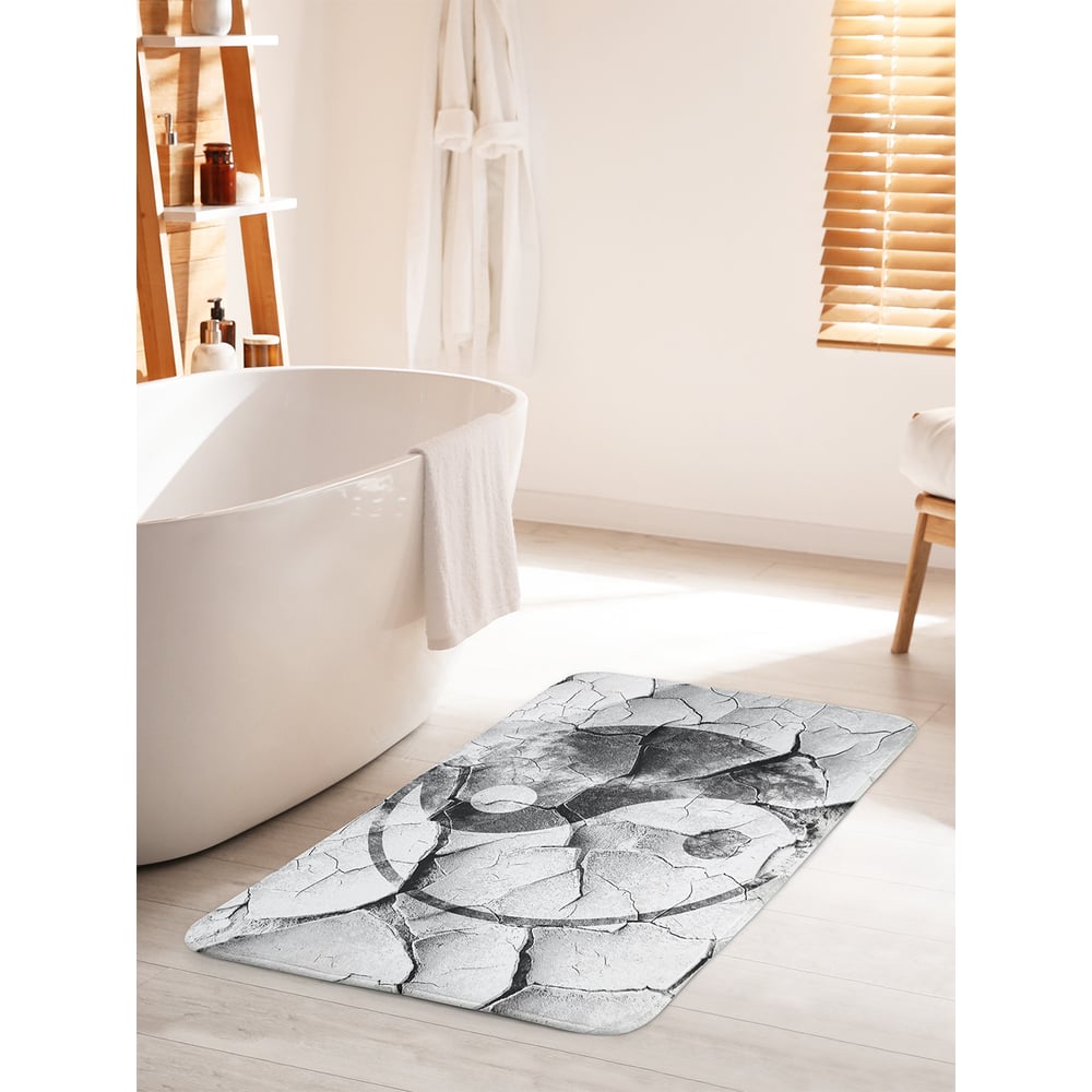 Изображение товара Коврик для ванной комнаты и туалета противоскользящий JOYARTY "Инь ян в трещинах" 60х100 см bath_18596_60x100