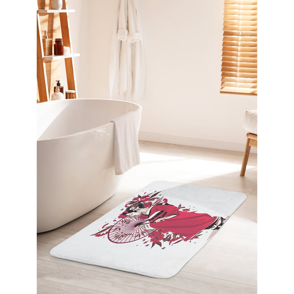 Изображение товара Коврик для ванной комнаты и туалета противоскользящий JOYARTY "Красочная гейша" 60х100 см bath_19880_60x100