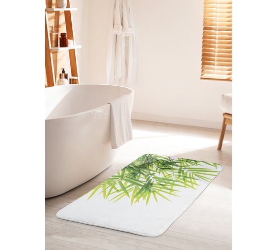 Изображение товара Коврик для ванной комнаты и туалета противоскользящий JOYARTY "Лиственная композиция" 60х100 см bath_15787_60x100