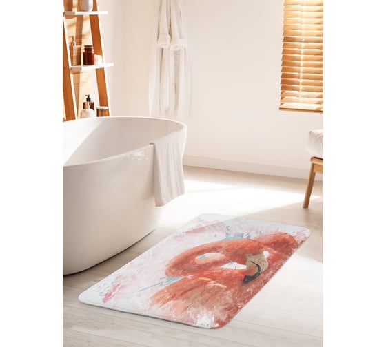 Изображение товара Коврик для ванной комнаты и туалета противоскользящий JOYARTY "Дымный фламинго" 60х100 см bath_14672_60x100