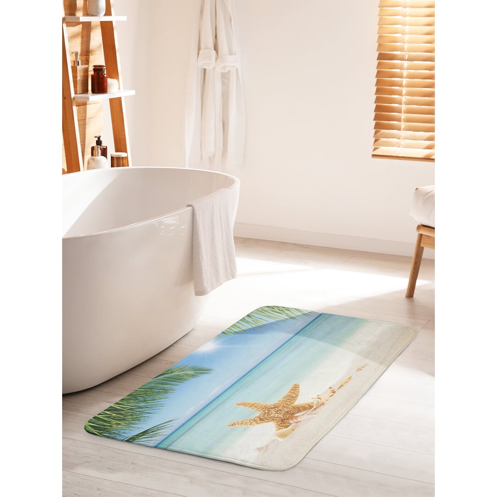 Изображение товара Коврик для ванной комнаты противоскользящий JOYARTY 60х100 см голубой зеленый желтый