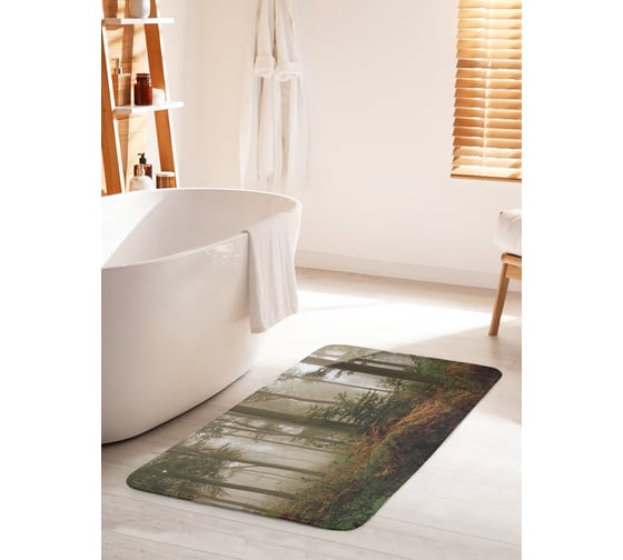 Изображение товара Коврик для ванной комнаты и туалета противоскользящий JOYARTY "Лесной туман" 60х100 см bath_14902_60x100