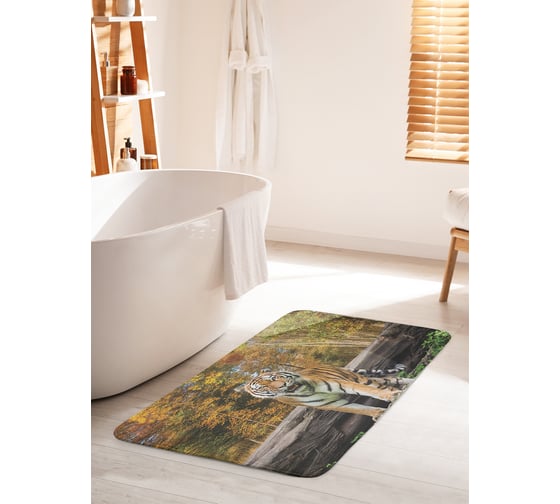 Изображение товара Коврик для ванной комнаты и туалета противоскользящий JOYARTY "Грациозный тигр" 60х100 см bath_16491_60x100