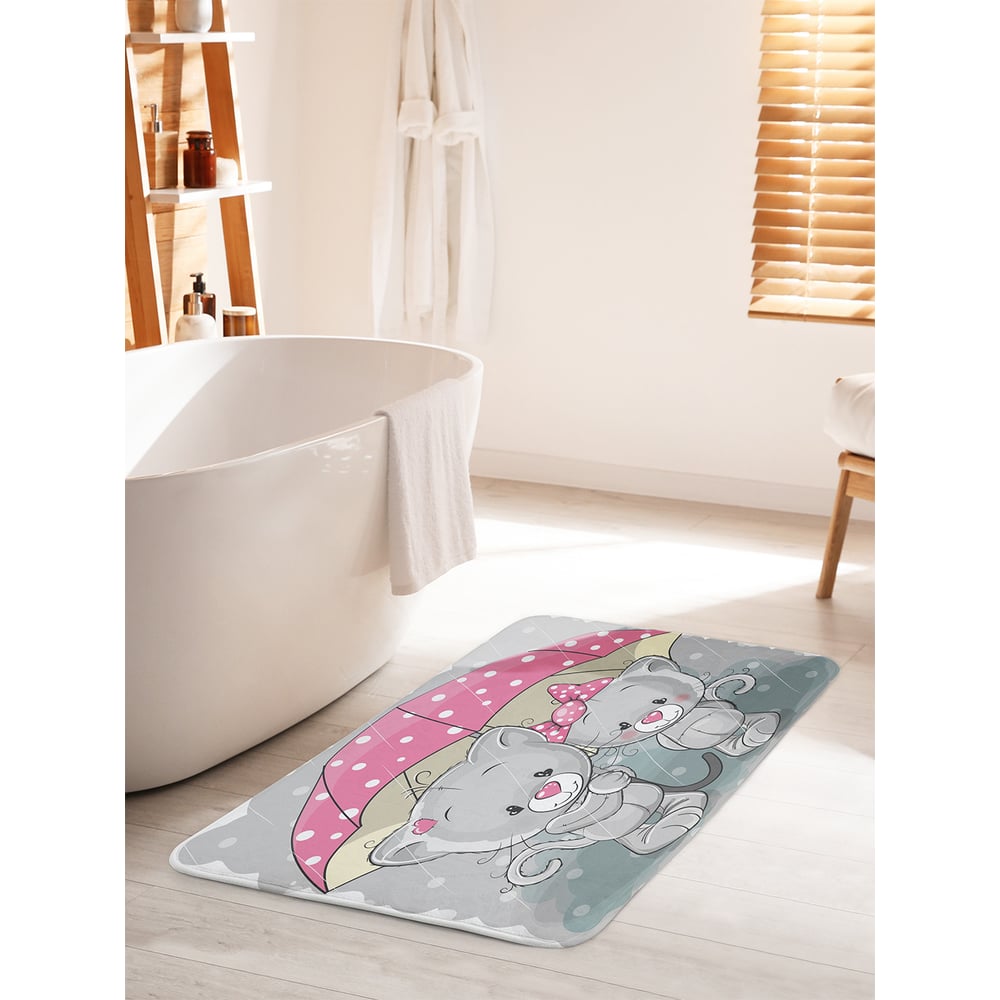 Изображение товара Коврик для ванной комнаты противоскользящий JOYARTY 60х100 см котики под зонтом