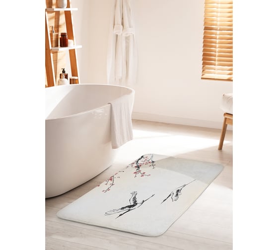Изображение товара Коврик для ванной комнаты и туалета противоскользящий JOYARTY "Улетающие журавли" 60х100 см bath_14279_60x100