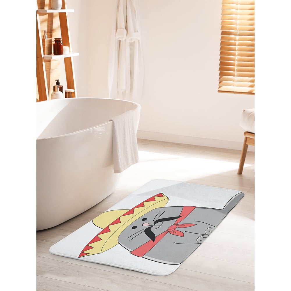 Изображение товара Коврик для ванной комнаты противоскользящий JOYARTY 60х100 см кот в сомбреро