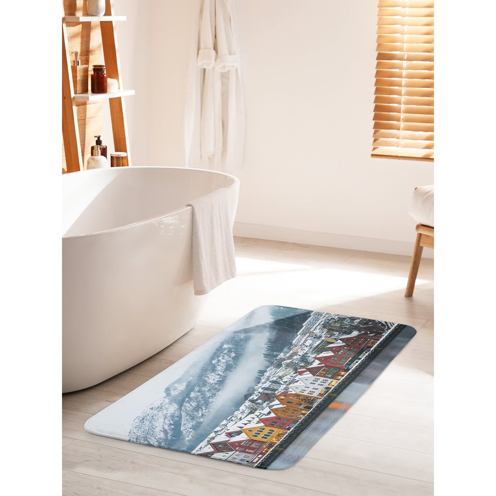 Изображение товара Коврик для ванной комнаты и туалета противоскользящий JOYARTY "Заснеженный город" 60х100 см bath_14413_60x100