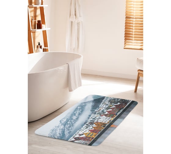 Изображение товара Коврик для ванной комнаты и туалета противоскользящий JOYARTY "Заснеженный город" 60х100 см bath_14413_60x100