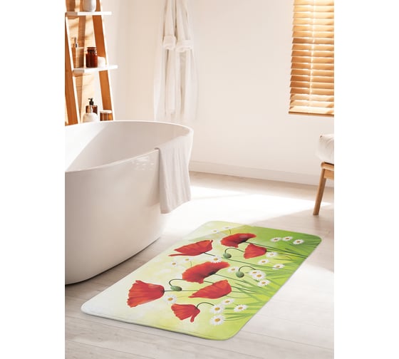 Изображение товара Коврик для ванной комнаты и туалета противоскользящий JOYARTY "Полевые цветы" 60х100 см bath_16558_60x100