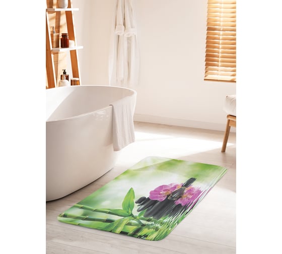 Изображение товара Коврик для ванной комнаты и туалета противоскользящий JOYARTY "Отражение орхидеи" 60х100 см bath_16367_60x100