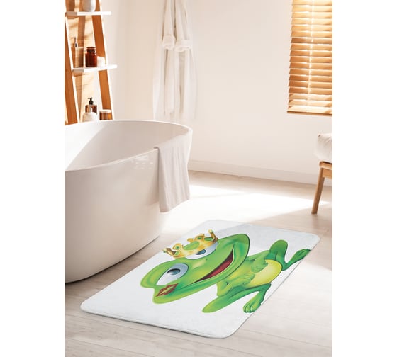 Изображение товара Коврик для ванной комнаты и туалета противоскользящий JOYARTY "Зацелованная лягушка" 60х100 см bath_15262_60x100