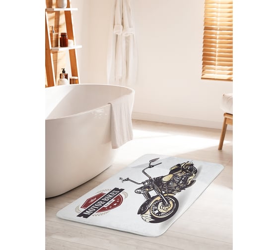 Изображение товара Коврик для ванной комнаты и туалета противоскользящий JOYARTY "Новые мотоциклы" 60х100 см bath_17782_60x100