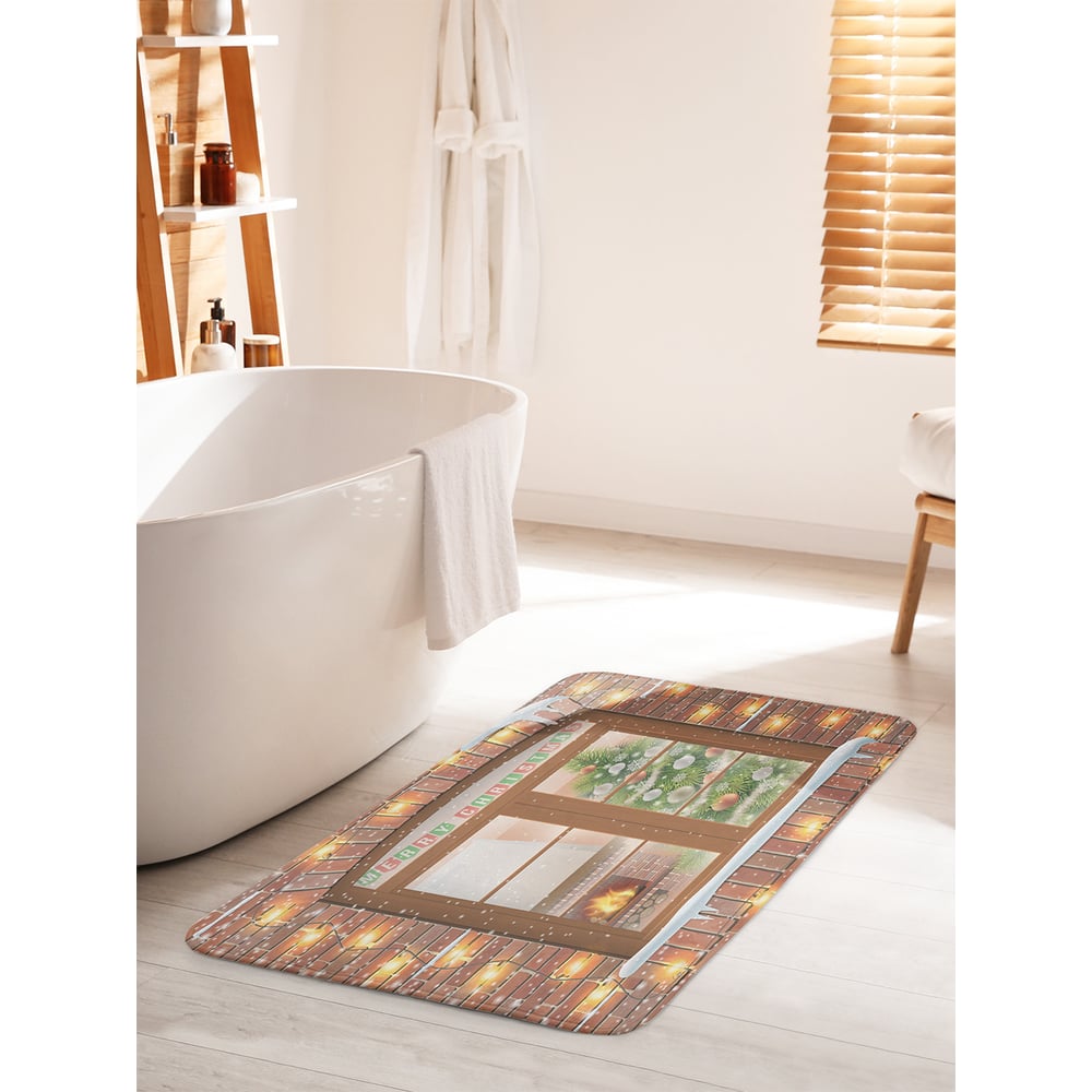 Изображение товара Коврик для ванной комнаты и туалета JOYARTY "Рождество в окне", 60х100 см, противоскользящий