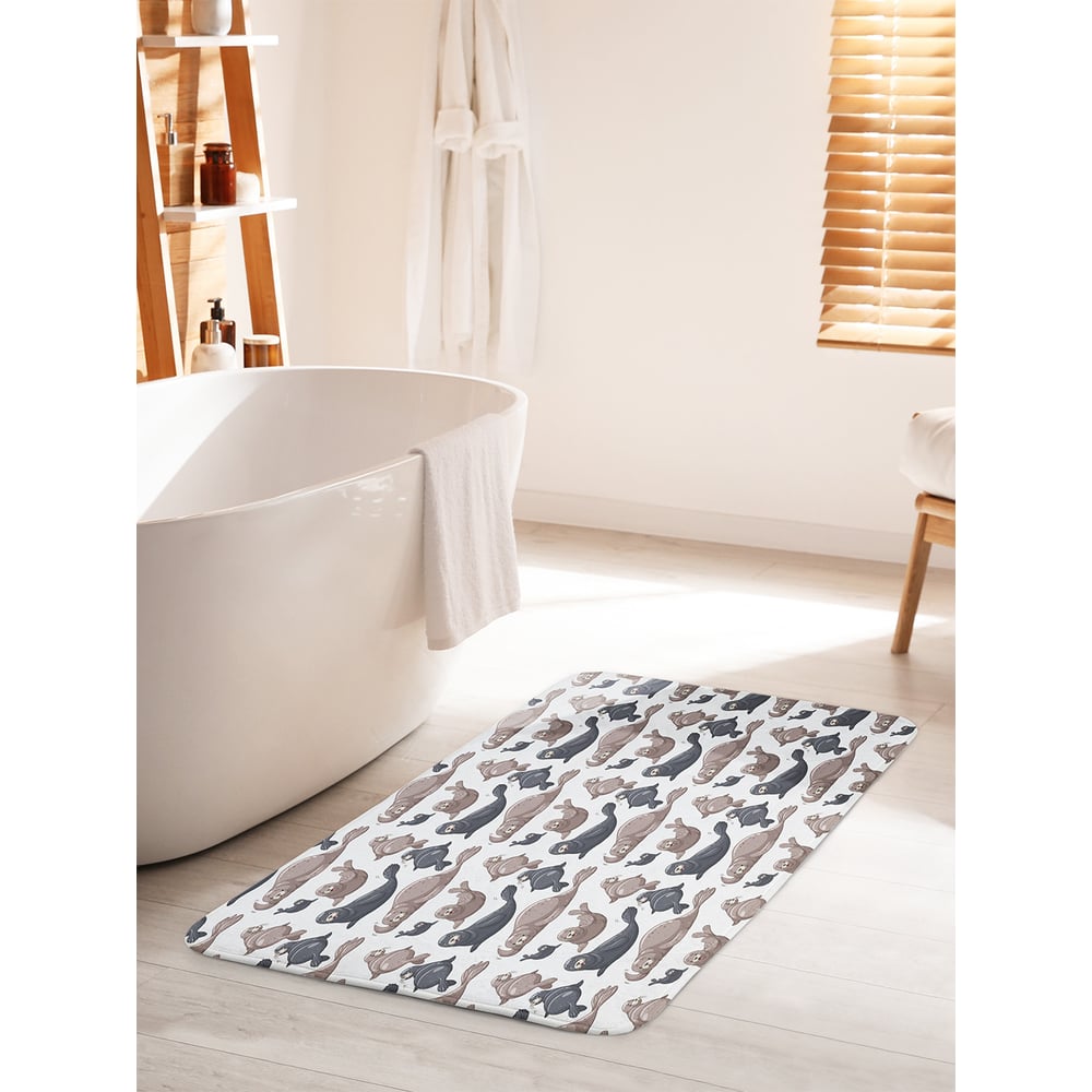 Изображение товара Коврик для ванной комнаты и туалета противоскользящий JOYARTY 60х100 см морские котики