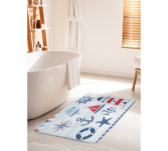 Изображение товара Коврик для ванной комнаты и туалета противоскользящий JOYARTY "Знакомство с морем" 60х100 см bath_12567_60x100