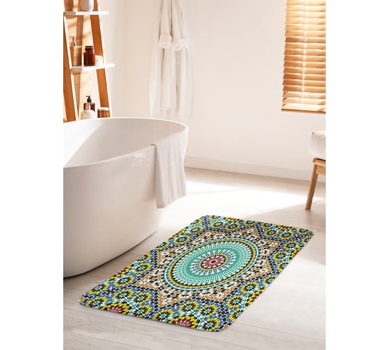 Изображение товара Коврик для ванной комнаты и туалета противоскользящий JOYARTY "Цветной орнамент" 60х100 см bath_12308_60x100