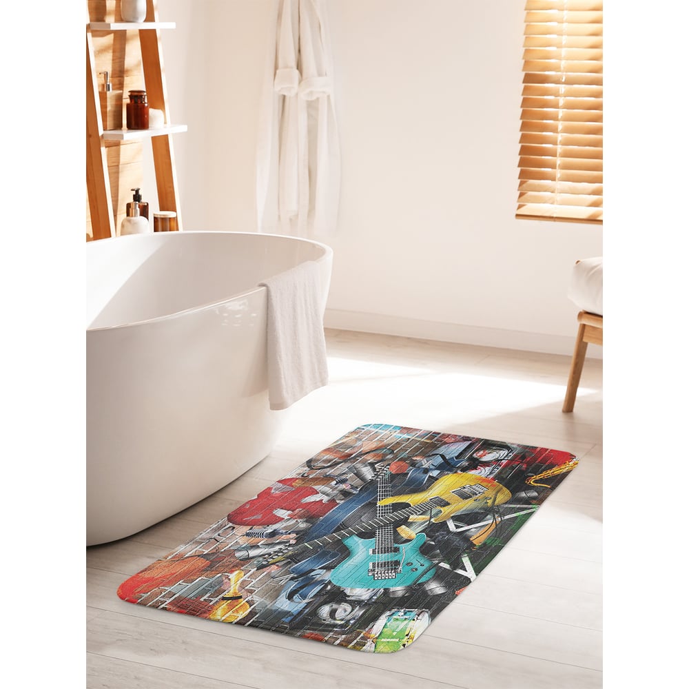 Изображение товара Коврик для ванной комнаты и туалета противоскользящий JOYARTY Музыкальное граффити 60х100 см