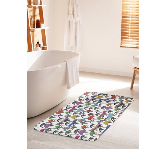 Изображение товара Коврик для ванной комнаты и туалета противоскользящий JOYARTY "Пингвиний холод" 60х100 см bath_11875_60x100