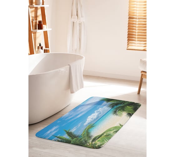 Изображение товара Коврик для ванной комнаты и туалета противоскользящий JOYARTY "Вид с пальмы" 60х100 см bath_12482_60x100