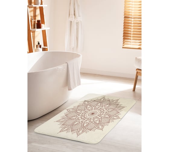 Изображение товара Коврик для ванной комнаты и туалета противоскользящий JOYARTY "Цветочный узор" 60х100 см bath_13533_60x100