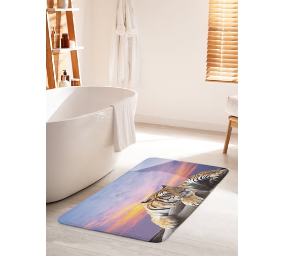 Изображение товара Коврик для ванной комнаты и туалета противоскользящий JOYARTY "Тигр за небесами" 60х100 см bath_12731_60x100