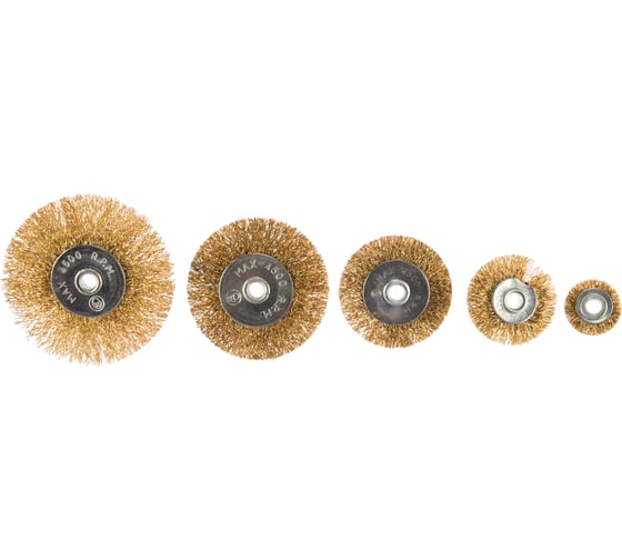 Изображение товара Набор щеток-крацовок со шпилькой для дрели 5шт. РемоКолор 45-5-001