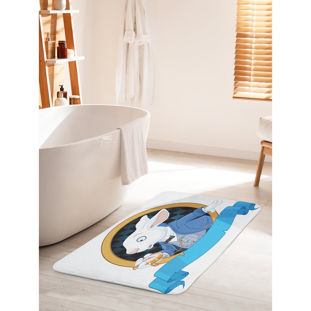 Изображение товара Коврик для ванной комнаты JOYARTY "Кролик спешит" 60х100 см противоскольжний