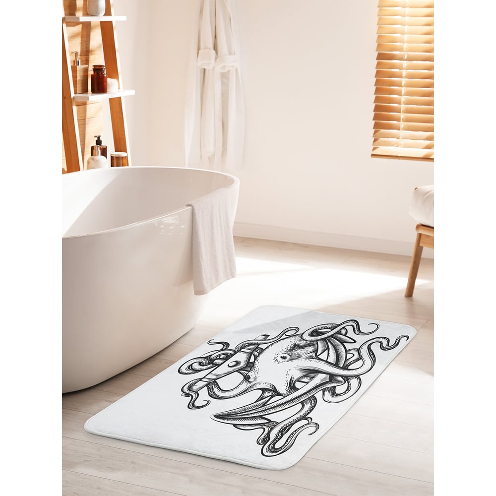Изображение товара Коврик для ванной комнаты JOYARTY Осьминог на якоре 60х100 см противоскользящий