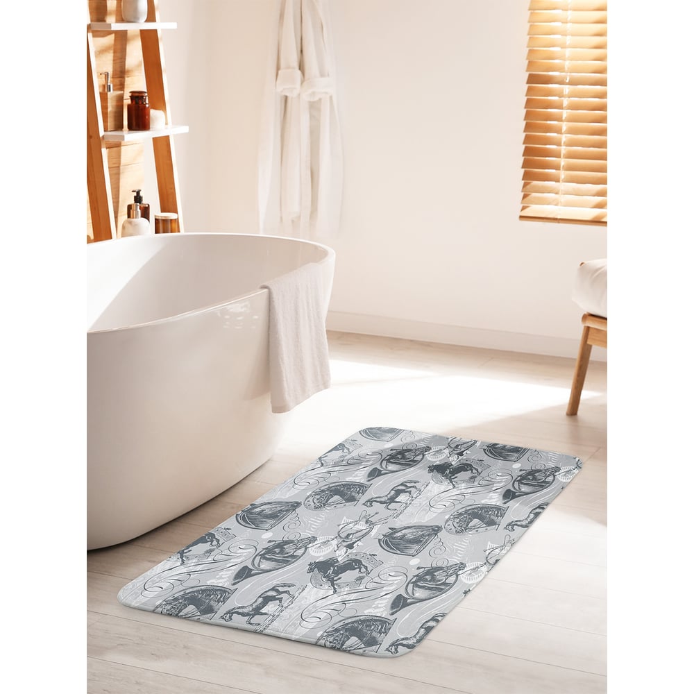 Изображение товара Коврик для ванной комнаты и туалета противоскользящий 60х100 см JOYARTY Композиция с лошадьми