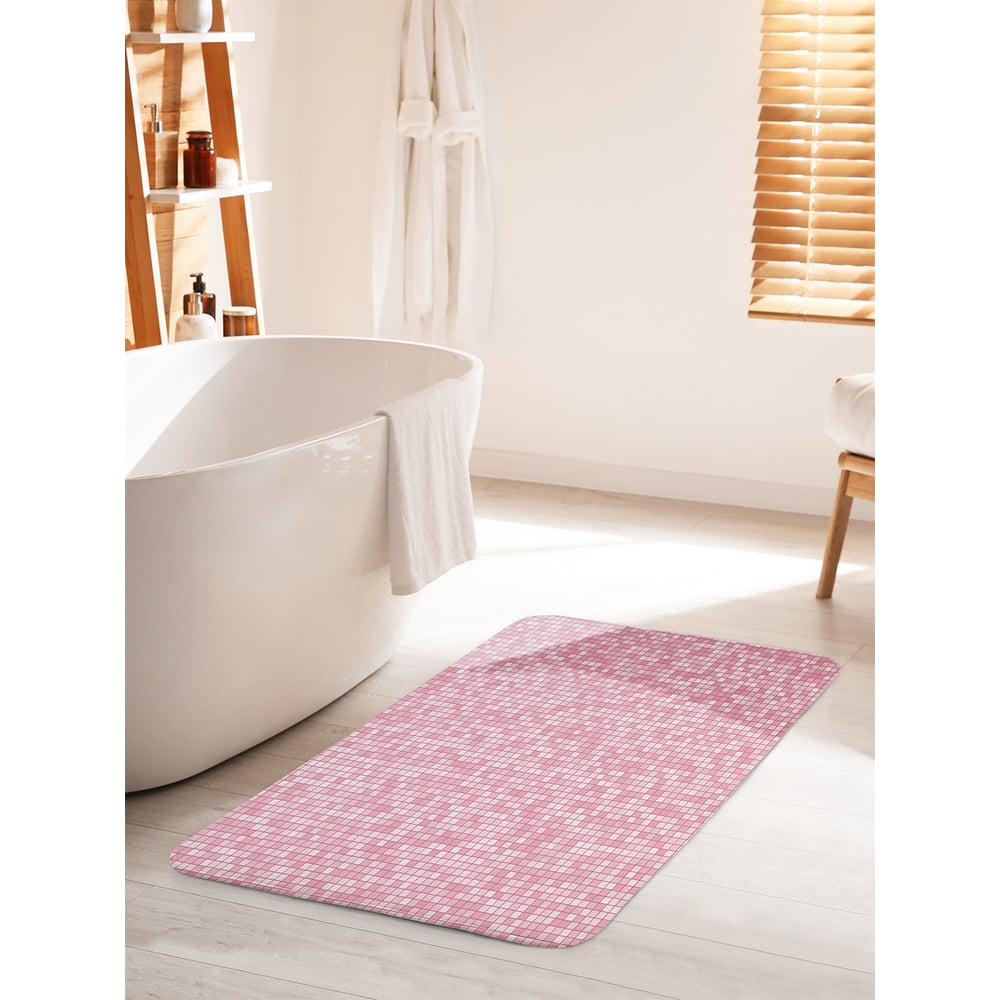 Изображение товара Противоскользящий коврик для ванны JOYARTY 60x100 см "Мелкая мозаика" розово-белый