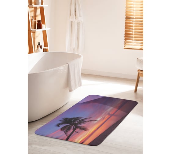 Изображение товара Коврик для ванной комнаты и туалета противоскользящий JOYARTY "Утро на Карибах" 60х100 см bath_10265_60x100