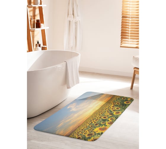 Изображение товара Коврик для ванной комнаты и туалета противоскользящий JOYARTY "Подсолнуховый край" 60х100 см bath_9866_60x100