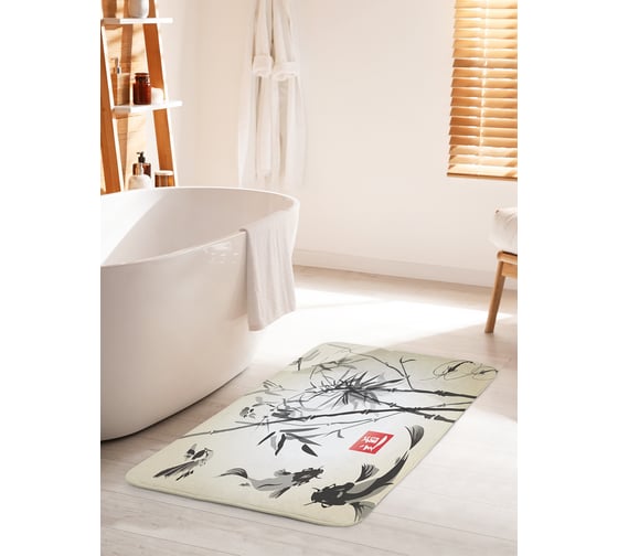 Изображение товара Коврик для ванной комнаты и туалета противоскользящий JOYARTY "Рыбы в японском стиле" 60х100 см bath_10025_60x100