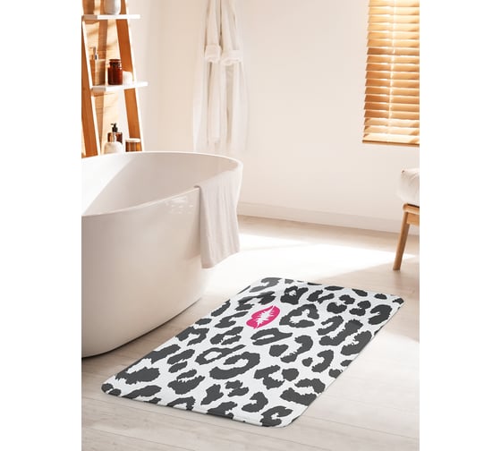 Изображение товара Коврик для ванной комнаты и туалета противоскользящий JOYARTY "Поцелуй леопарда" 60х100 см bath_10432_60x100