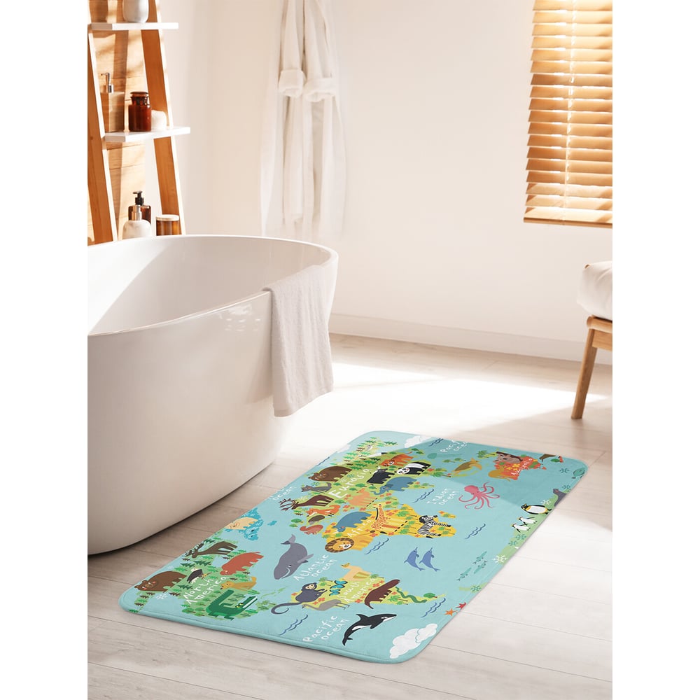 Изображение товара Коврик для ванной комнаты и туалета противоскользящий JOYARTY Веселая карта 60х100 см