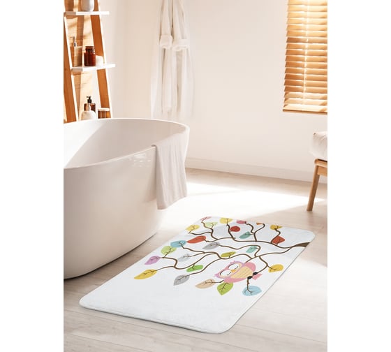 Изображение товара Коврик для ванной комнаты и туалета противоскользящий JOYARTY "Сова в мечтах" 60х100 см bath_12119_60x100