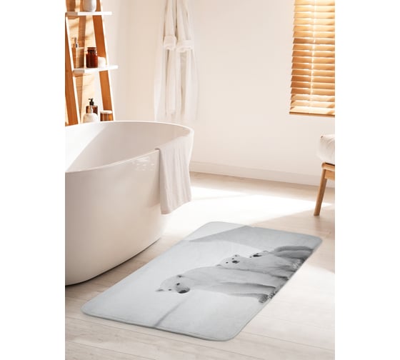 Изображение товара Коврик для ванной комнаты и туалета противоскользящий JOYARTY "Медвежье тепло" 60х100 см bath_11881_60x100