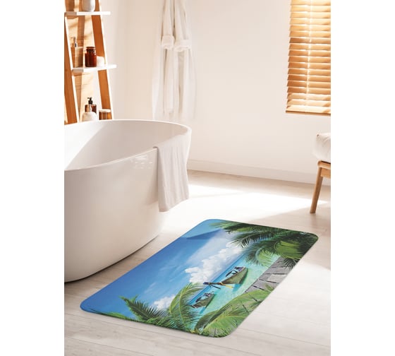 Изображение товара Коврик для ванной комнаты и туалета противоскользящий JOYARTY "Путешественники на берегу" 60х100 см bath_12490_60x100