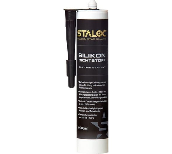 Изображение товара Силиконовый герметик STALOC silicone oil resistant black маслостойкий, черный, 300 мл 104409030