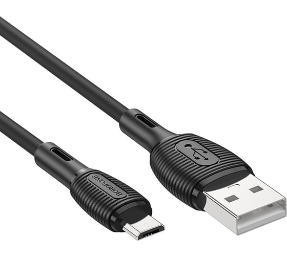 Изображение товара USB кабель Borofone bx86 advantage microusb, 1м, 2.4a, силикон (черный) 0L-00057819