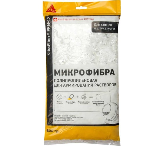 Изображение товара Полипропиленовая фибра для бетонов и растворов SIKA Fiber PPM-12 0,6КГ 675484