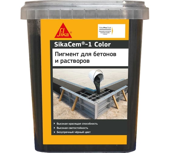 Изображение товара Высококачественный порошкообразный краситель для бетона и растворов SIKA Cem-1 Color чёрный 1КГ 614054
