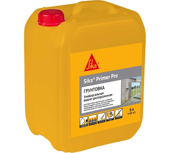 Изображение товара Грунтовка универсальная водно-дисперсионная SIKA Грунт Primer Pro Канистра 5Л 497248