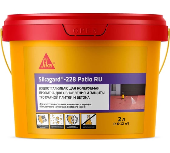 Изображение товара Вооотталкивающая колеруемая защитная пропитка проникающего действия SIKA Gard-228 Patio Ведро 2Л 767342
