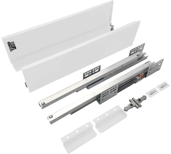 Изображение товара Комплект системы выдвижения Вещицы Lembox h=84, 400 мм, белый Lembox-84-400-WT