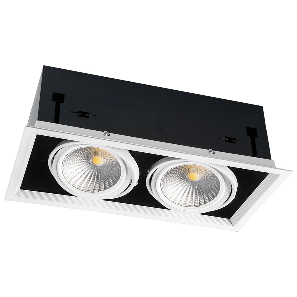 Изображение товара Карданный светодиодный светильник FERON 2x30W 5400 Lm, 4000К, 35 градусов, белый, AL212 29780 Изображение товара Карданный светодиодный светильник FERON 2x30W 5400 Lm, 4000К, 35 градусов, белый, AL212 29780